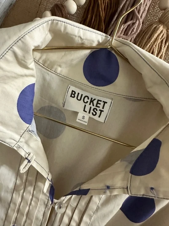 BUCKETLIST Cream Blouse with Blue Polka Dots - Picture 2 of 2
